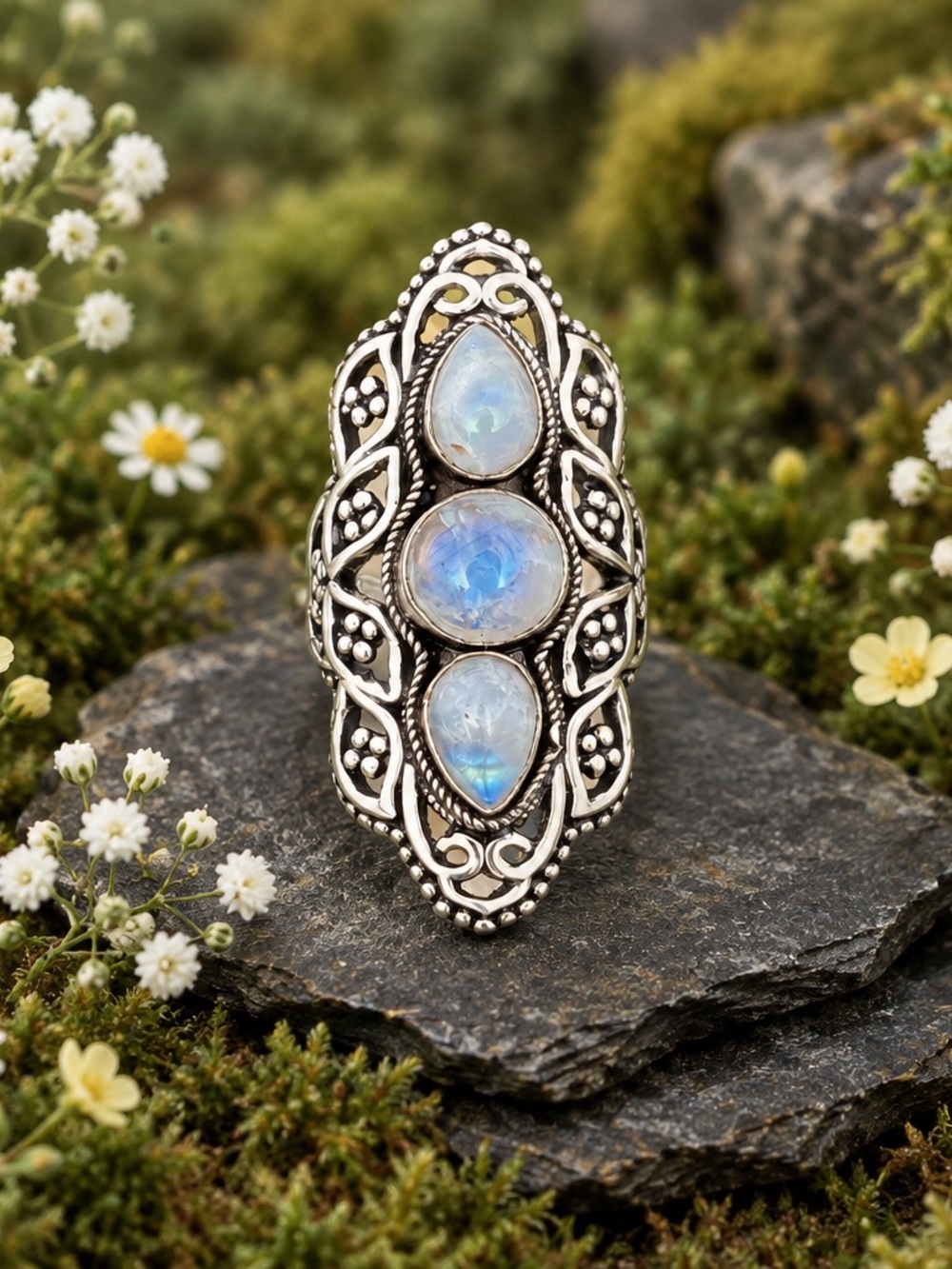 NEW! Moonstone Statement Ring - Picture 5 of 14